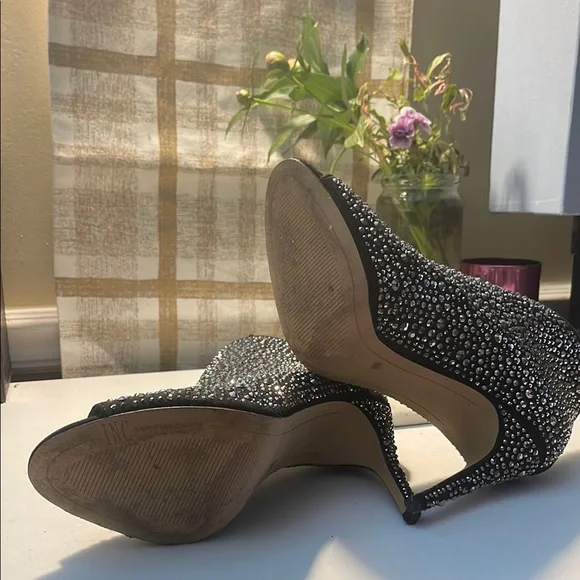 INC International Concepts Black Rhinestone Heels - Picture 9 of 16
